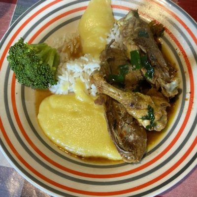 polenta+frango caipira